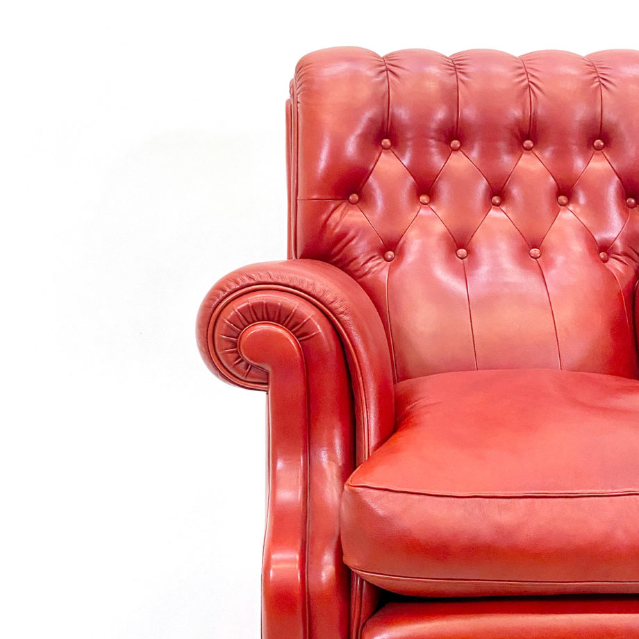 Poltrona in pelle colore rosso Vintage