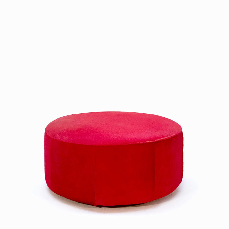 Red Round Cowhide Ottoman Pioggiapiedi Seduta extra