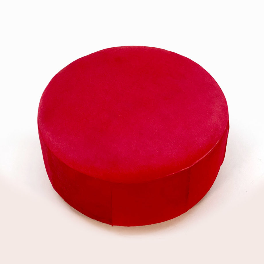 Red Round Cowhide Ottoman Pioggiapiedi Seduta extra