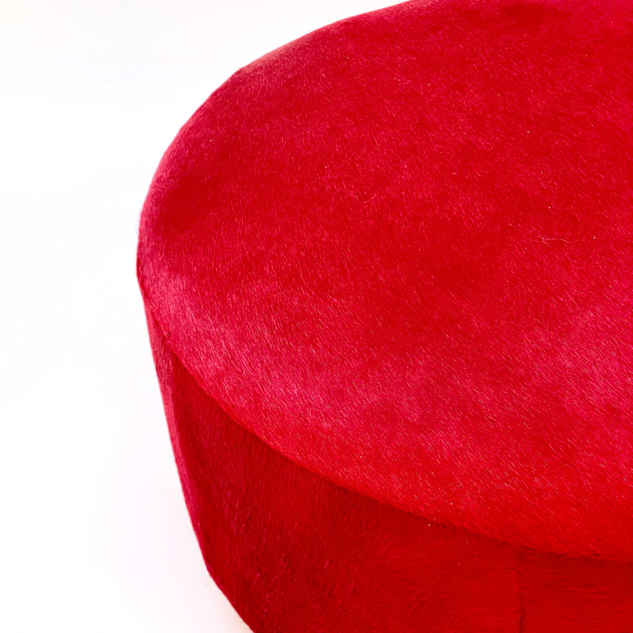 Red Round Cowhide Ottoman Pioggiapiedi Seduta extra