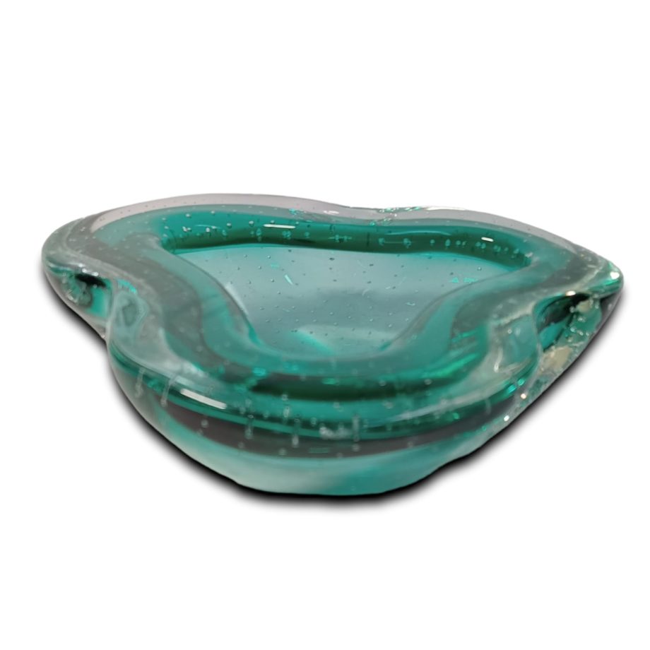 Posacenere Murano a bolle verde vintage anni '60 '70