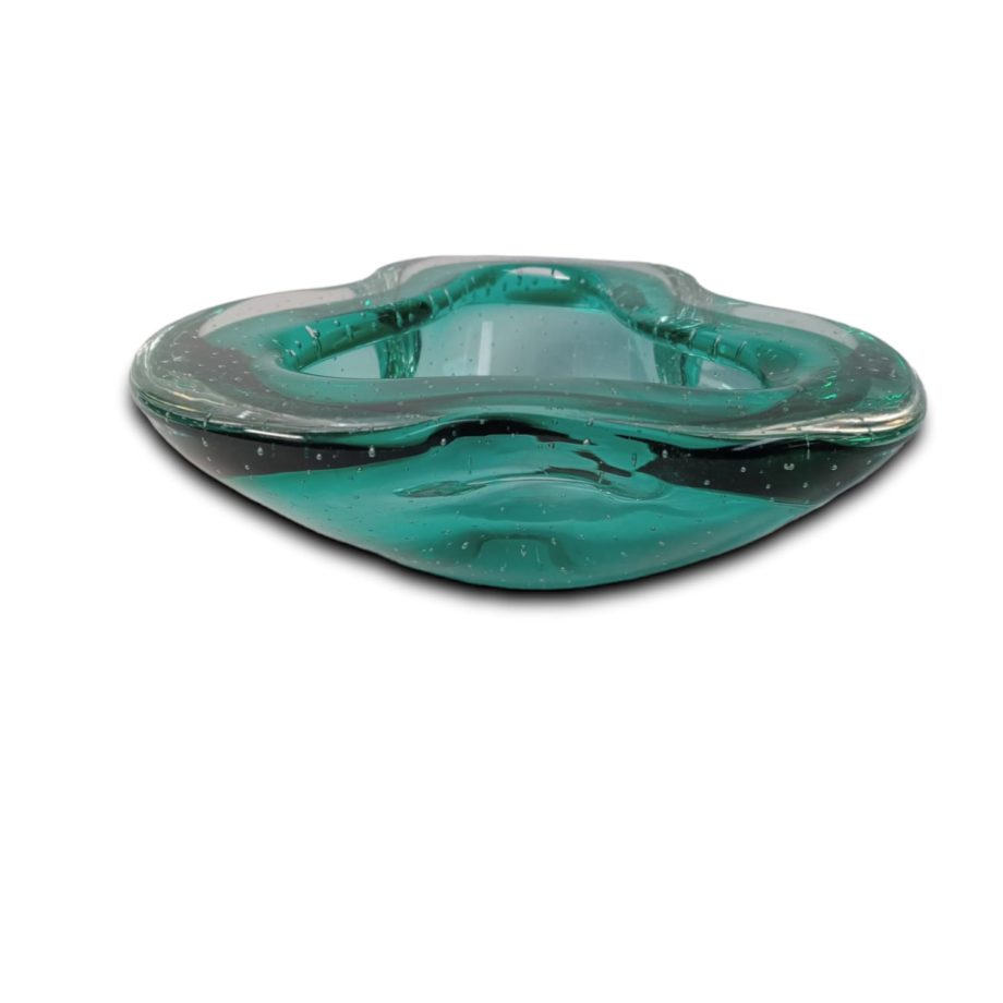 Posacenere Murano a bolle verde vintage anni '60 '70