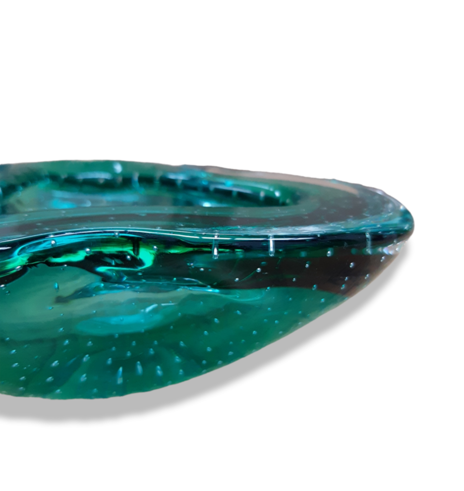 Posacenere Murano a bolle verde vintage anni '60 '70