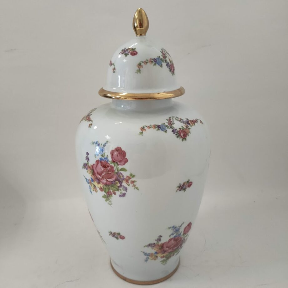 Vaso Contenitore in Porcellana Vintage Anni '50 Bavaria con Dettagli Dorati