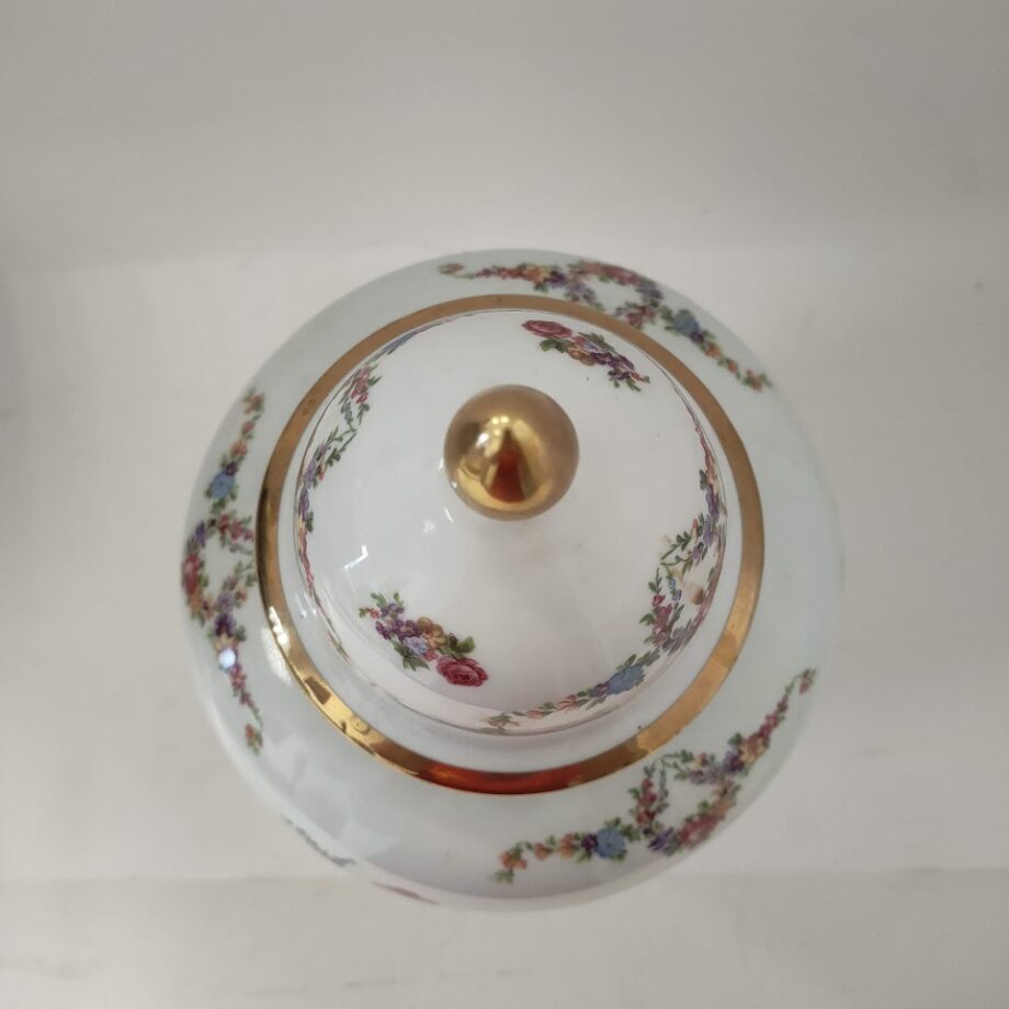 Vaso Contenitore in Porcellana Vintage Anni '50 Bavaria con Dettagli Dorati