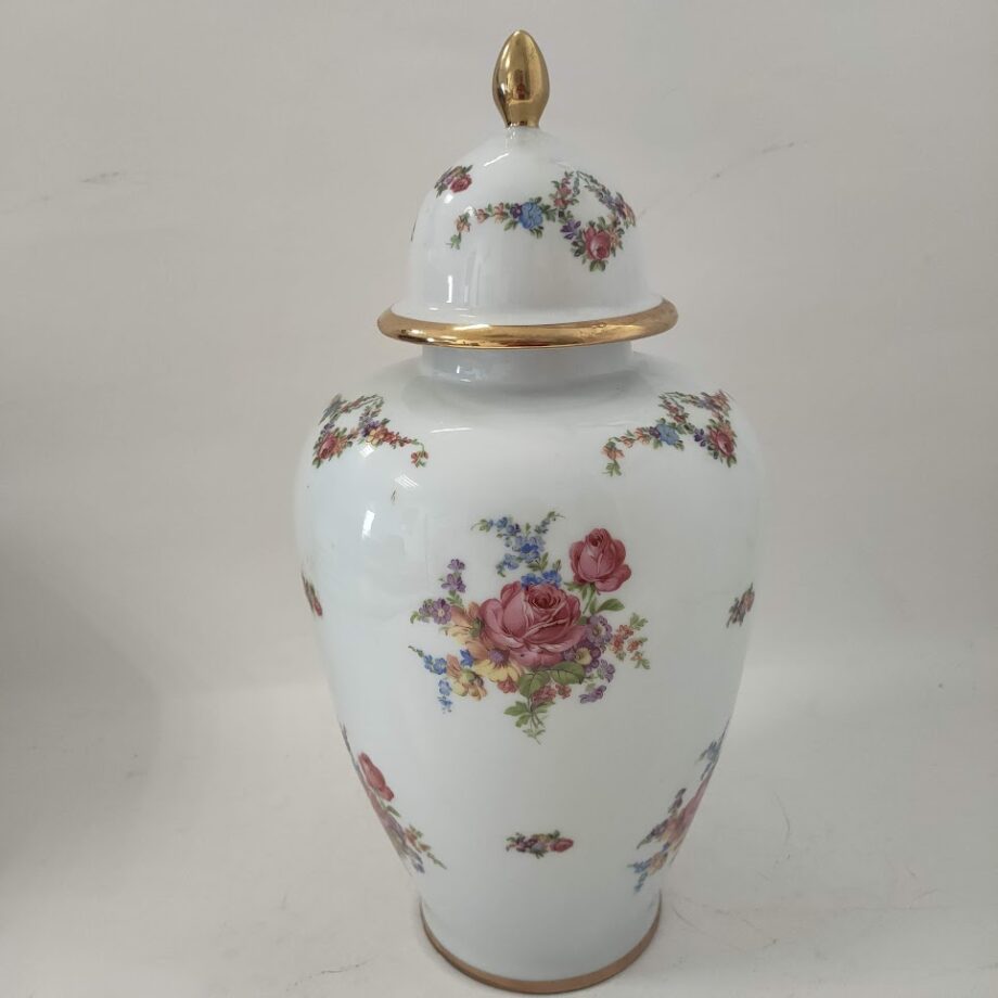 Vaso Contenitore in Porcellana Vintage Anni '50 Bavaria con Dettagli Dorati