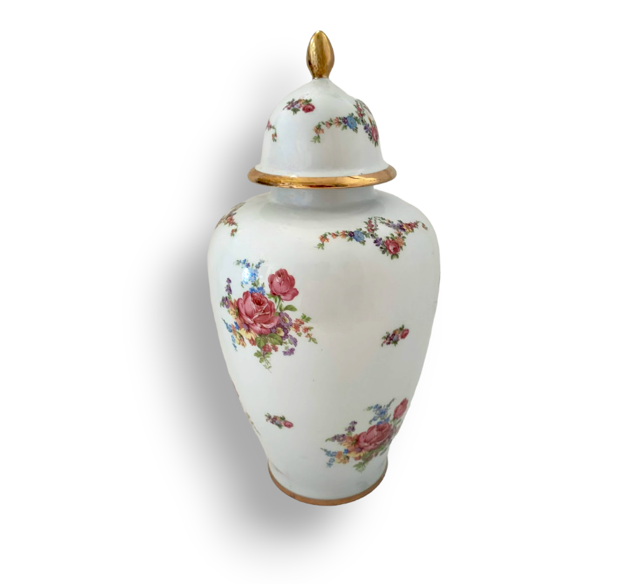 Vaso Contenitore in Porcellana Vintage Anni '50 Bavaria con Dettagli Dorati