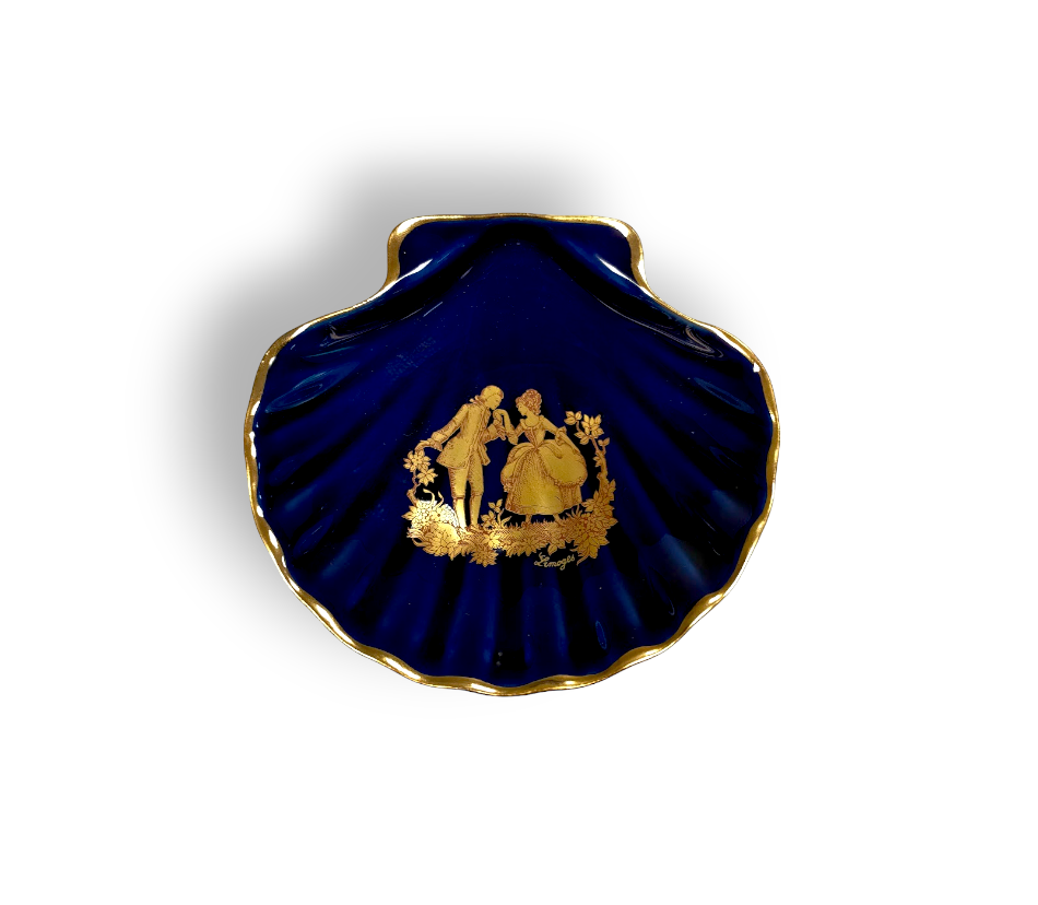 Piattino Vintage a Forma di Conchiglia in Porcellana Limoges France