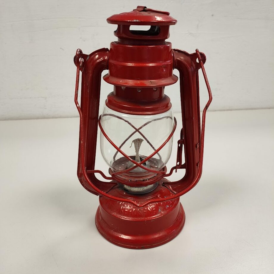 Lanterna a Petrolio Lume in Acciaio H 24cm Rossa