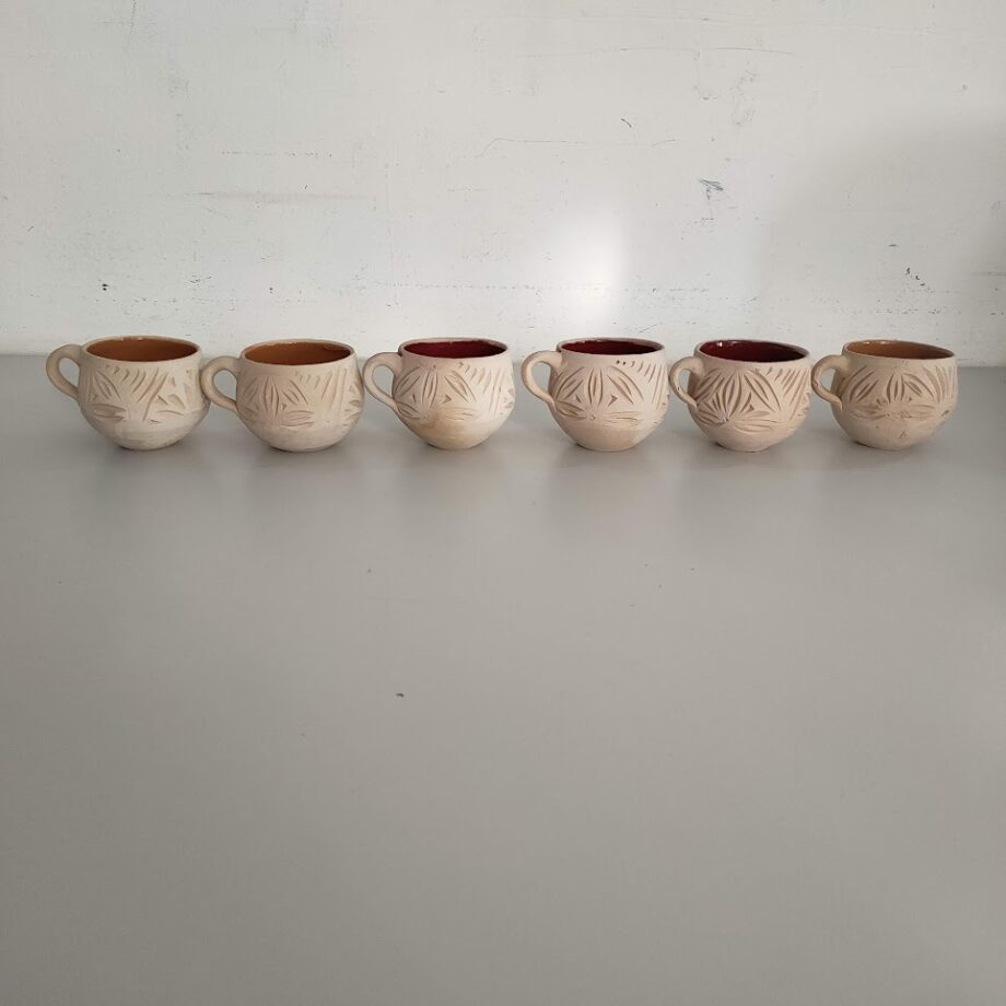 Set di: 2 Calici per Vino, 6 Tazzine per Caffè in Ceramica Vintage Anni'60