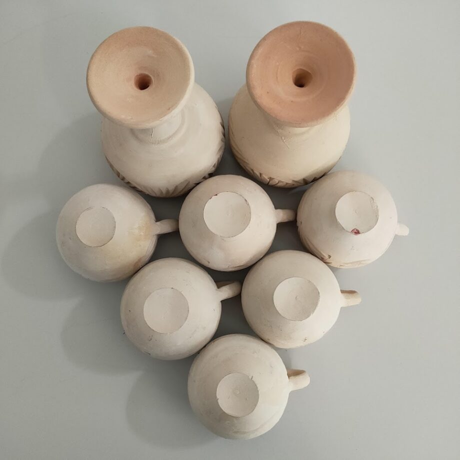 Set di: 2 Calici per Vino, 6 Tazzine per Caffè in Ceramica Vintage Anni'60