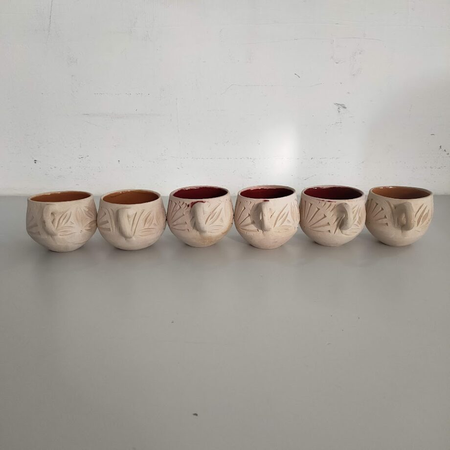 Set di: 2 Calici per Vino, 6 Tazzine per Caffè in Ceramica Vintage Anni'60