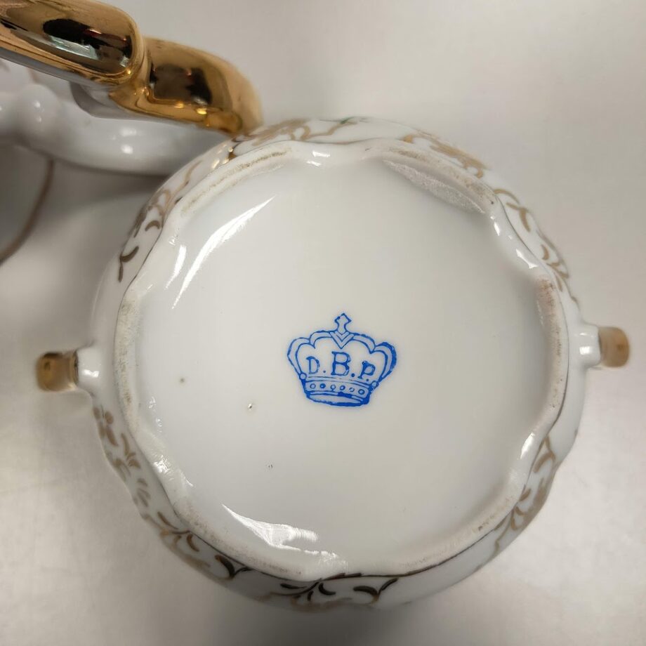 Set di Caffetteria con Zuccheriera "D.B.P." in Porcellana Vintage Anni '70