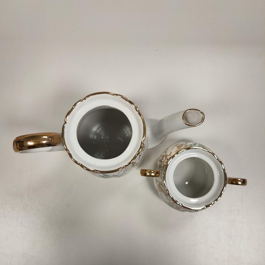 Set di Caffetteria con Zuccheriera "D.B.P." in Porcellana Vintage Anni '70