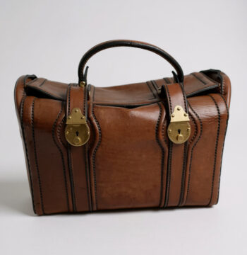 Borsa da Medico in Pelle Lavorata a Mano Anni '50