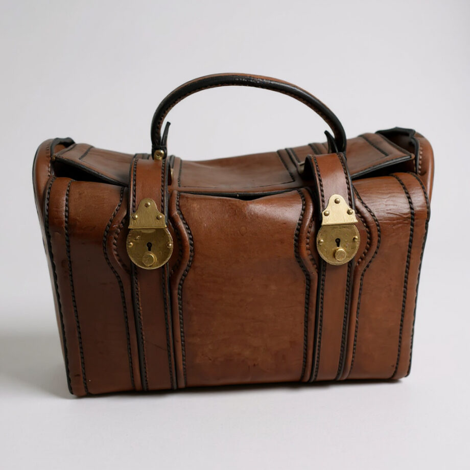 Borsa da Medico in Pelle Lavorata a Mano Anni '50