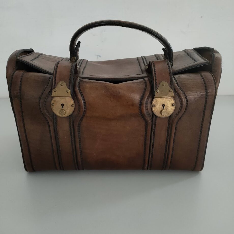 Borsa da Medico in Pelle Lavorata a Mano Anni '50
