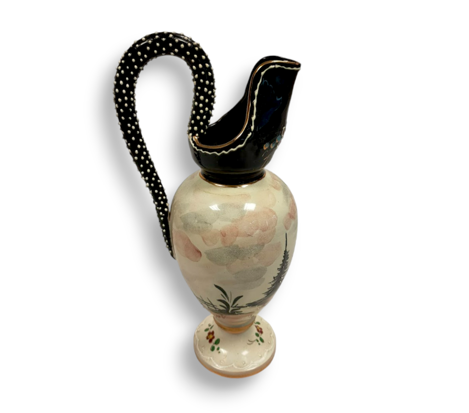 Anfora in Maiolica di "Gualdo Tadina" Eseguita da "Pesci" Vintage Anni '60
