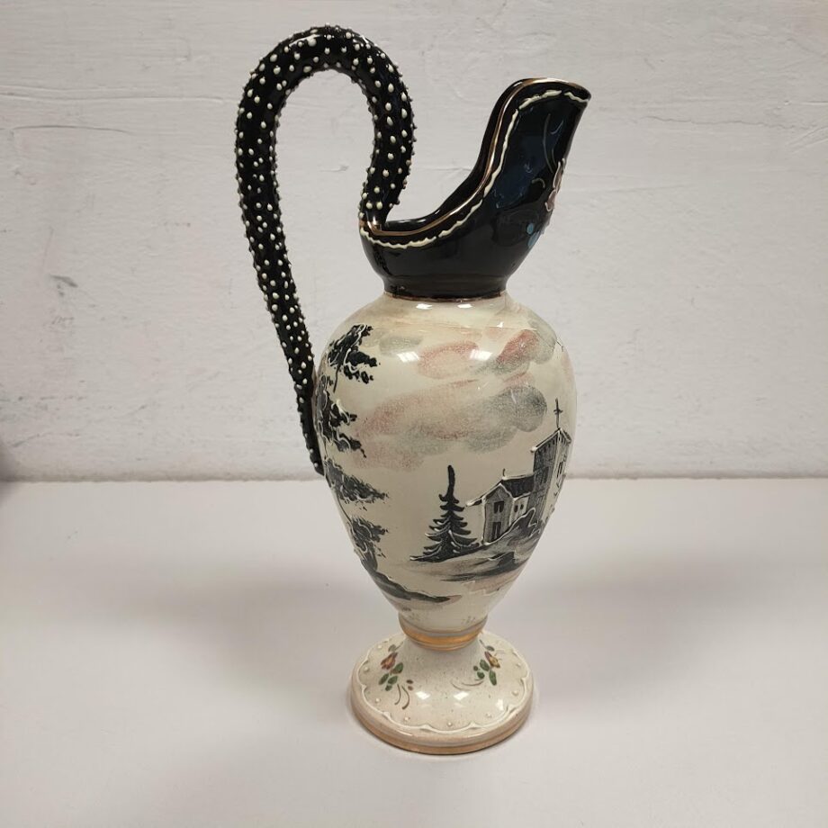 Anfora in Maiolica di "Gualdo Tadina" Eseguita da "Pesci" Vintage Anni '60