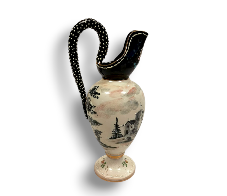 Anfora in Maiolica di "Gualdo Tadina" Eseguita da "Pesci" Vintage Anni '60