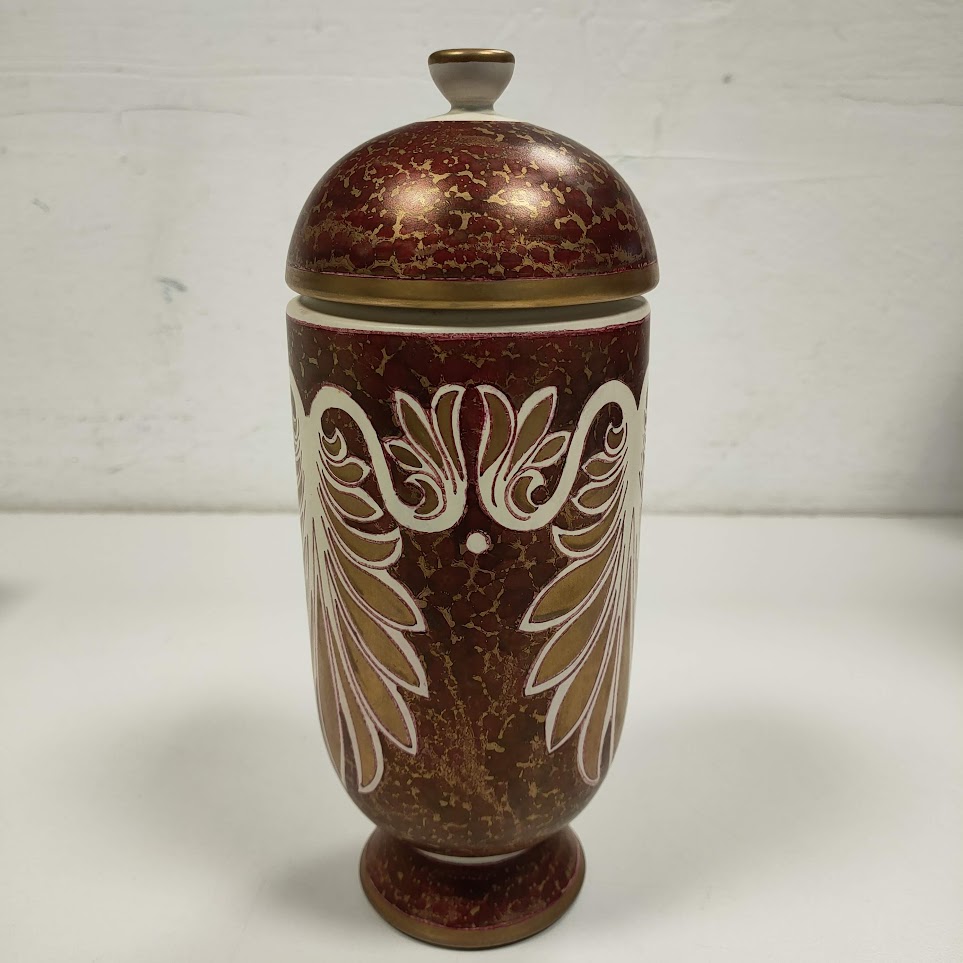 Urna Decorativa in Maiolica Dipinta a Mano "il Borgo ARS Canusina" Vintage Anni '80