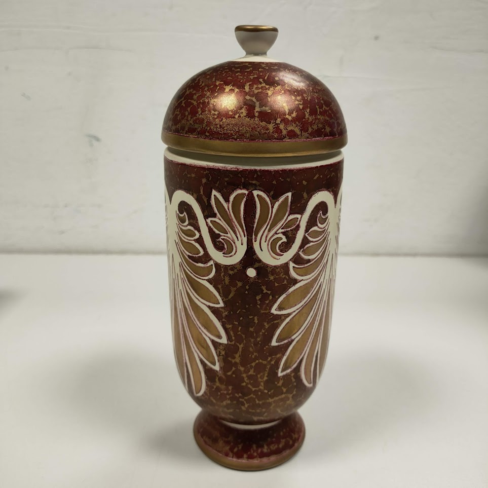 Urna Decorativa in Maiolica Dipinta a Mano "il Borgo ARS Canusina" Vintage Anni '80