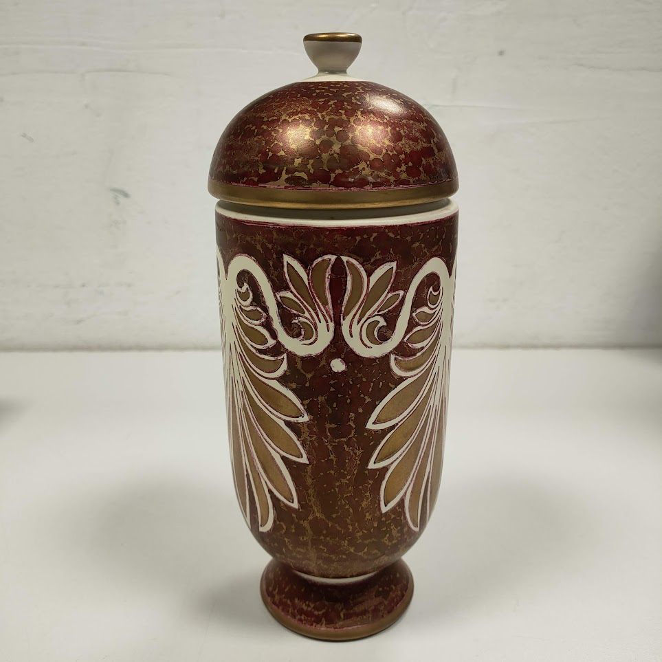 Urna Decorativa in Maiolica Dipinta a Mano "il Borgo ARS Canusina" Vintage Anni '80