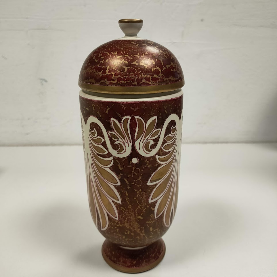 Urna Decorativa in Maiolica Dipinta a Mano "il Borgo ARS Canusina" Vintage Anni '80