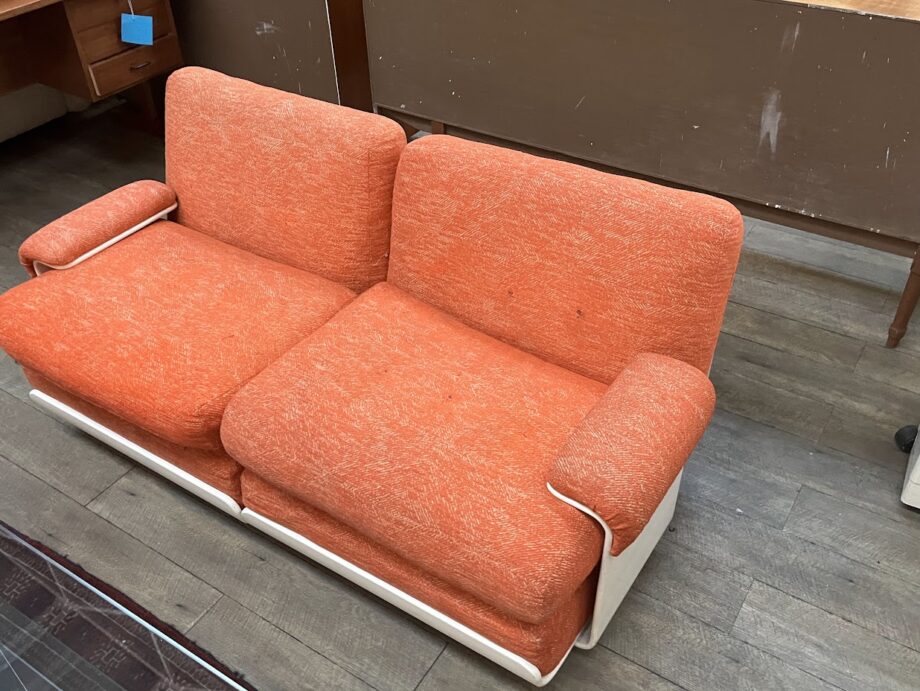 Divano Modulare anni 70 Arancione 2 Posti con Cuscini