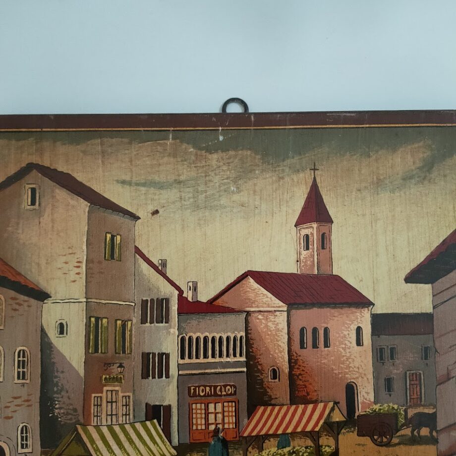 Quadro in Legno Decorato a Mano "Woodart" "Simonetto" Vintage Anni'70