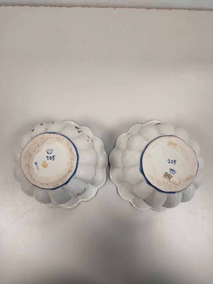 2 Vecchi Porta Vasi in Ceramica di Bassano Decorati a Mano Vintage Anni'50
