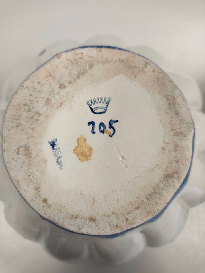 2 Vecchi Porta Vasi in Ceramica di Bassano Decorati a Mano Vintage Anni'50