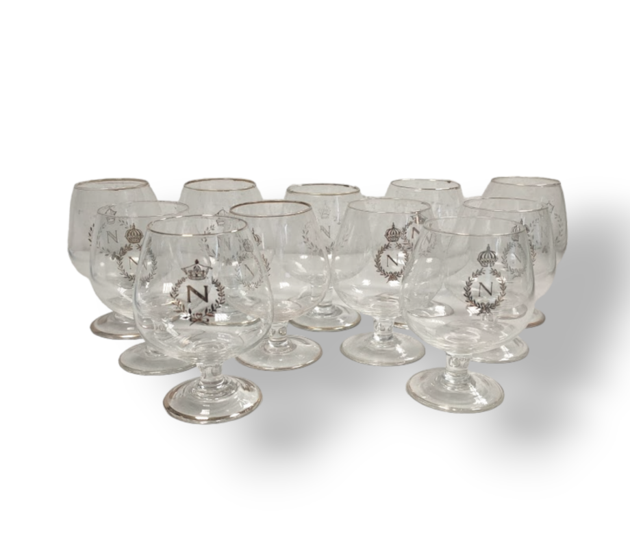Set di 11 Bicchieri da Cognac in Vetro "N" Vintage Anni'60