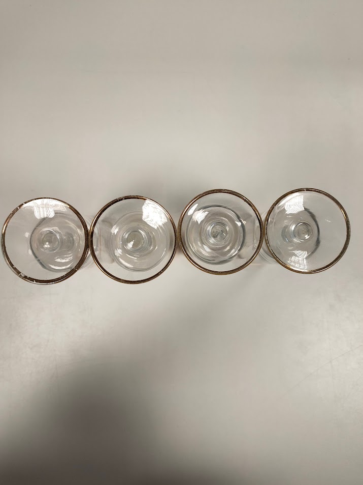 Set di 4 Calici da Champagne "Art Nouveau" con decorazione Color Oro Vintage Anni'60