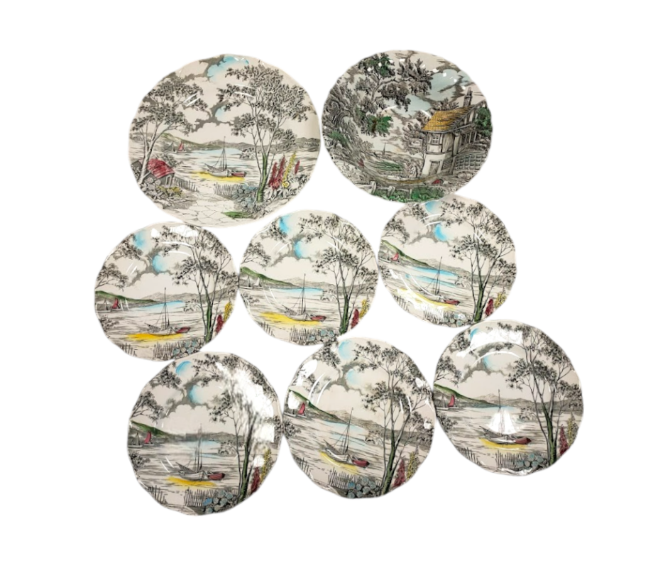 Servizio di Piatti "Holiday Staffordshire England" con Tema Paesaggistico