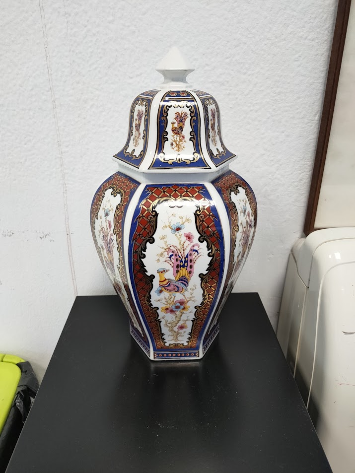 Vaso in Porcellana "B&G" Realizzato e Decorato a Mano Vintage Anni '70