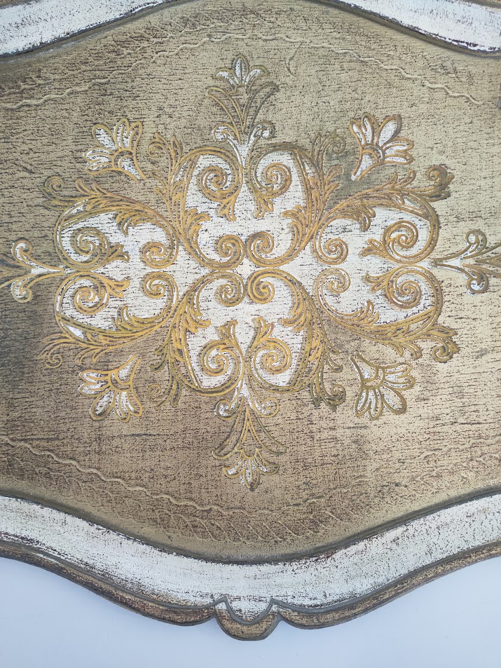 Vassoio Legno Arte Fiorentina Lavorato a Mano Anni '60