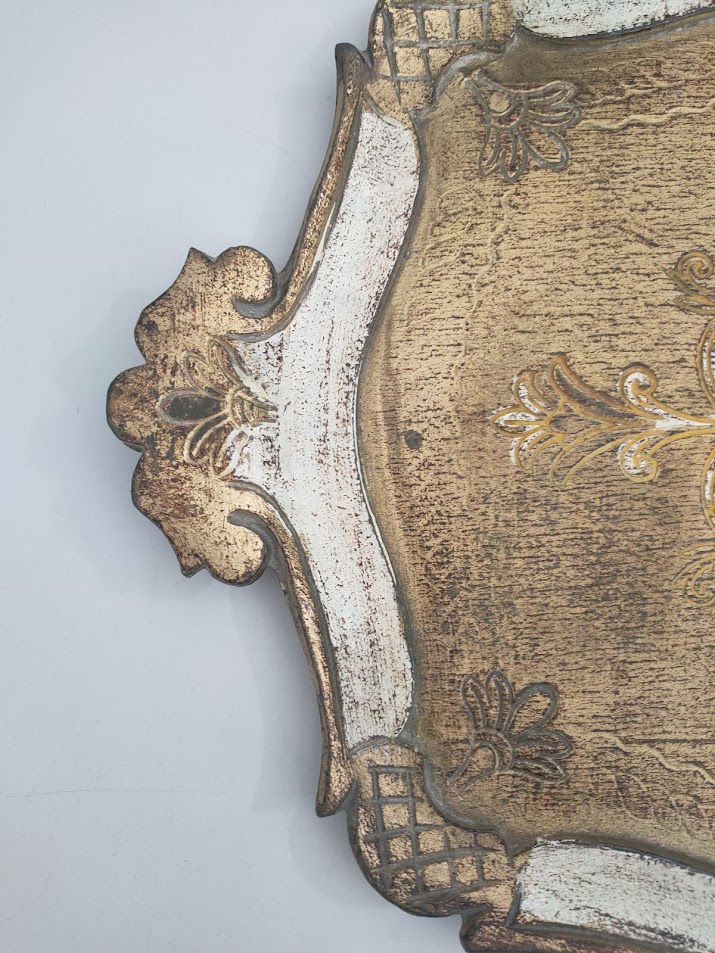 Vassoio Legno Arte Fiorentina Lavorato a Mano Anni '60