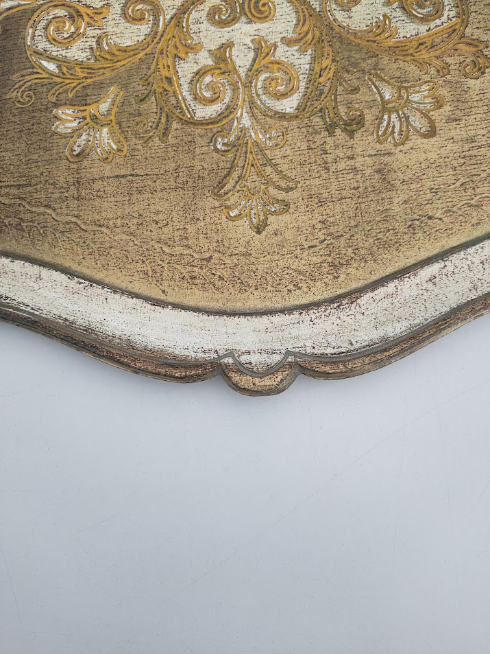 Vassoio Legno Arte Fiorentina Lavorato a Mano Anni '60