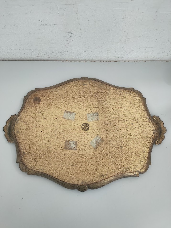 Vassoio Legno Arte Fiorentina Lavorato a Mano Anni '60