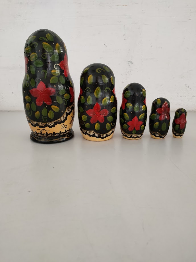 Matrioska in Legno Lavorata e Decorata a Mano Anni '70