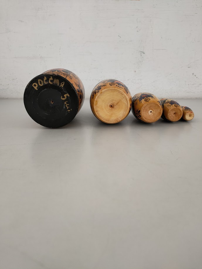Matrioska in Legno Lavorata e Decorata a Mano Anni '70