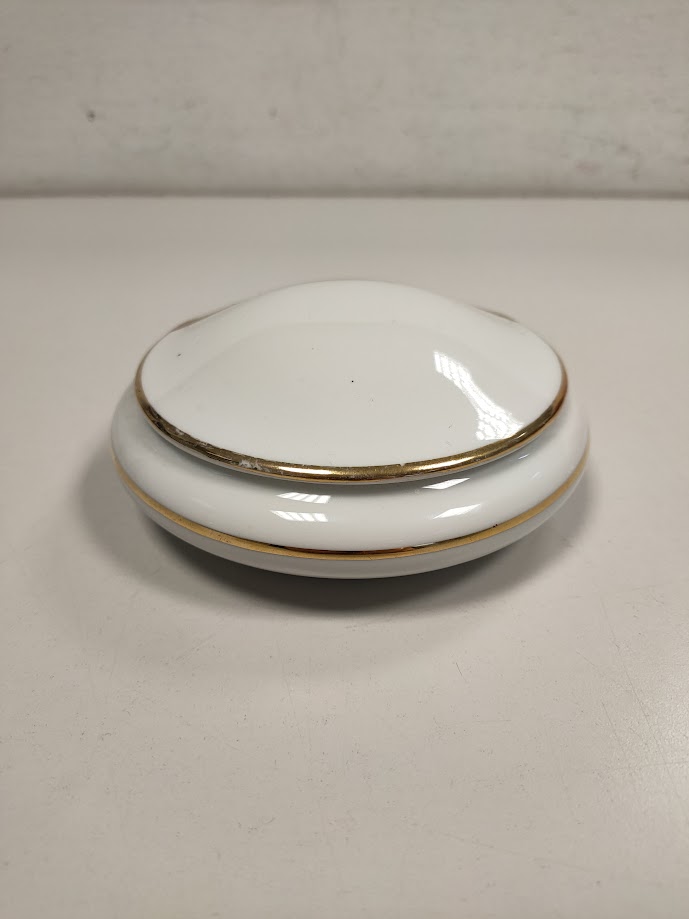 Portagioie in Porcellana di "Limoges" con Decorazioni Color Oro Vintage