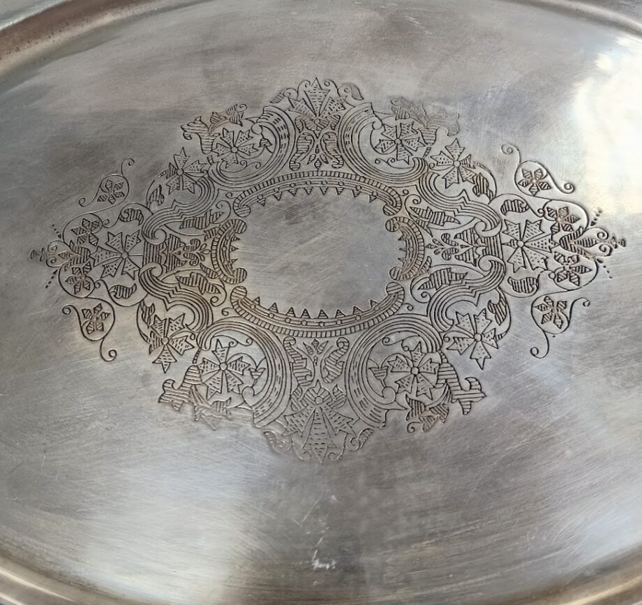 Servizio da te-caffè con vassoio in argento inglese Sheffield