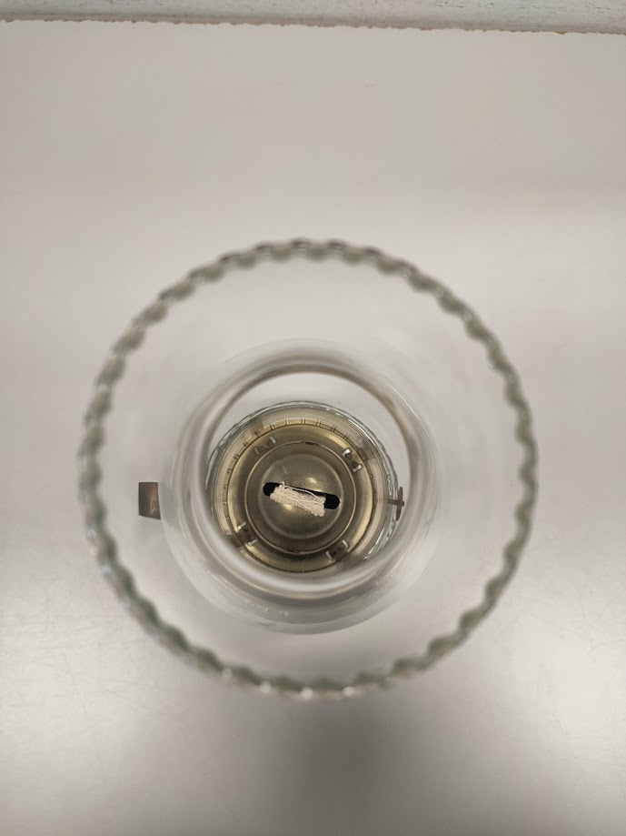 Lampada ad Olio in vetro Decorato con Supporto in Ottone Vintage Anni '60