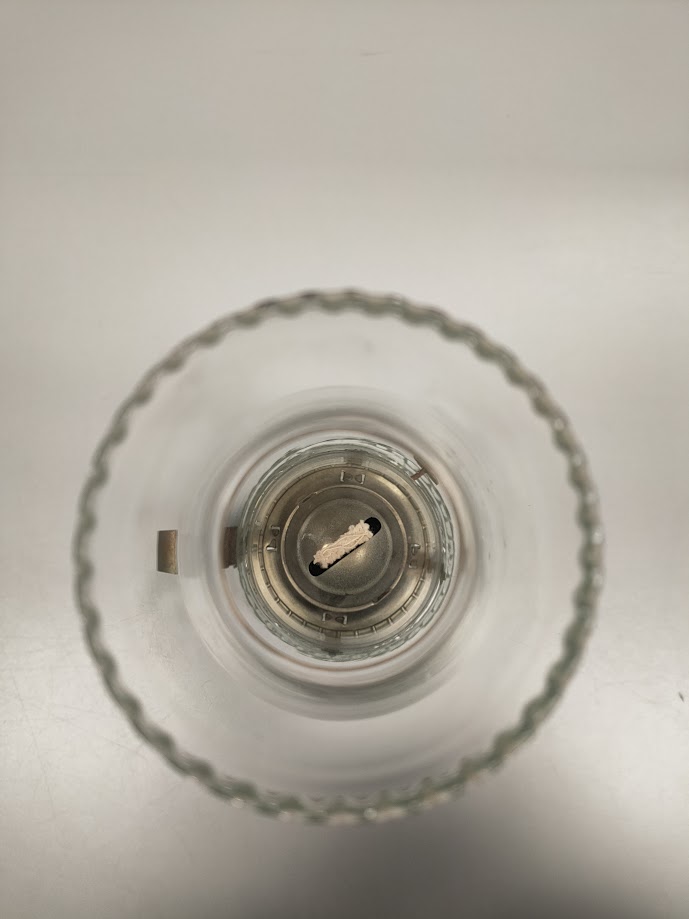 Lampada ad Olio in vetro Decorato con Supporto in Ottone Vintage Anni '60