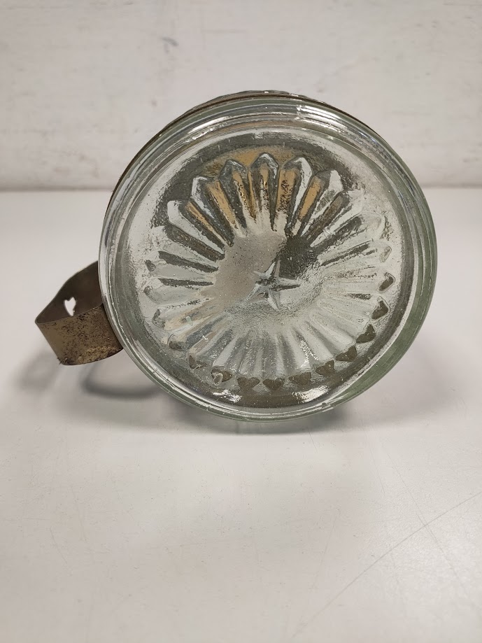 Lampada ad Olio in vetro Decorato con Supporto in Ottone Vintage Anni '60