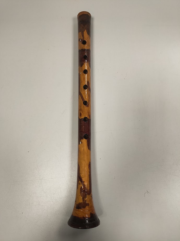 Piffero a 5 Fori in Bambù Lavorato e Decorato a Mano Vintage Anni '70