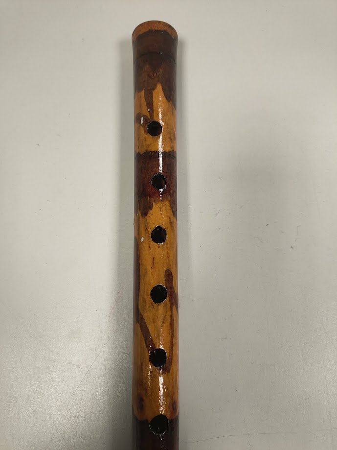 Piffero a 5 Fori in Bambù Lavorato e Decorato a Mano Vintage Anni '70