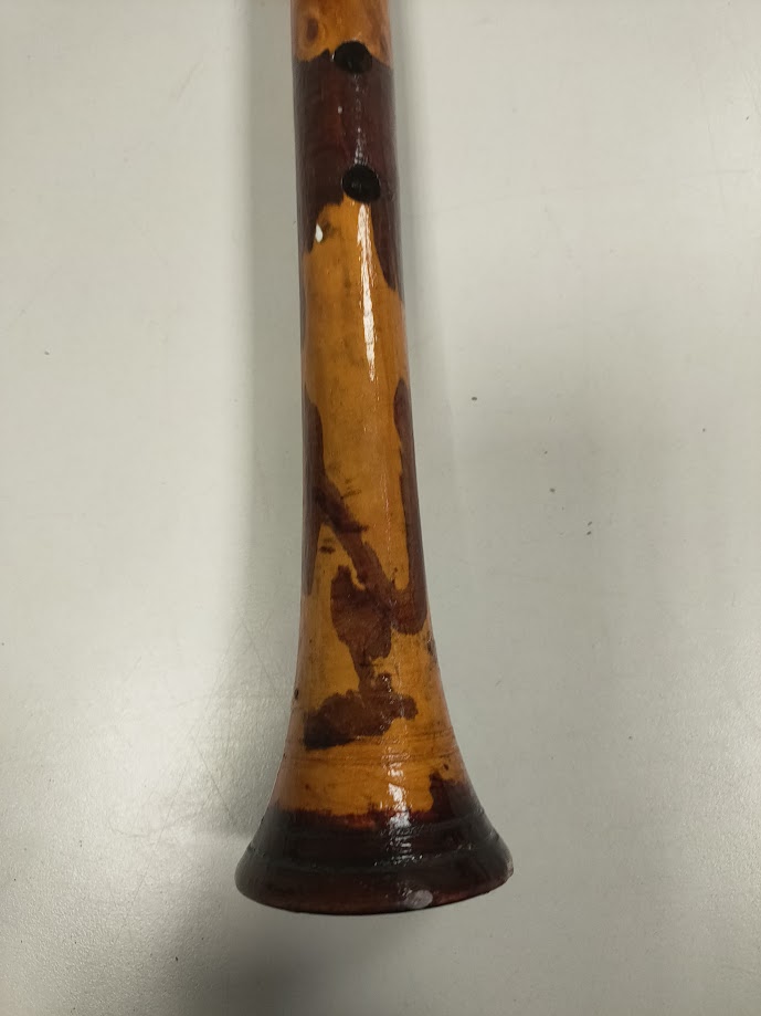 Piffero a 5 Fori in Bambù Lavorato e Decorato a Mano Vintage Anni '70